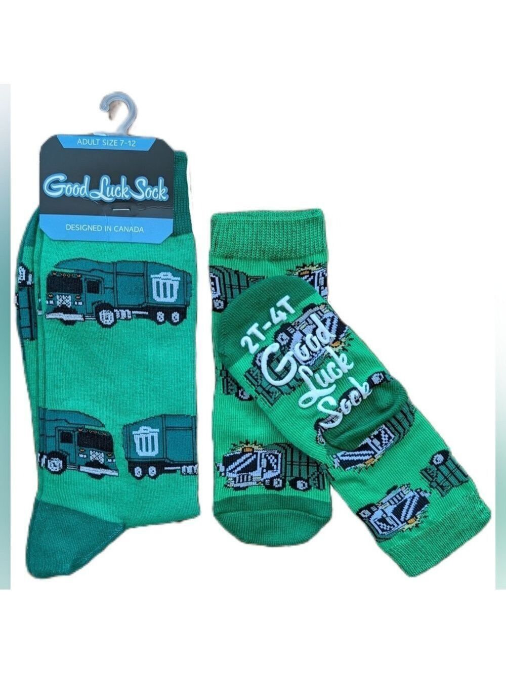 🇨🇦 Good Luck Sock Dad/Toddler Matching Garbage Truck Design Socks